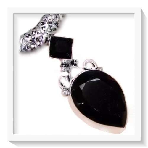 ***RESERVED FOR SHAIKS ONLY***NATURAL HANDMADE BLACK ONYX .925 SILVER PENDANT
