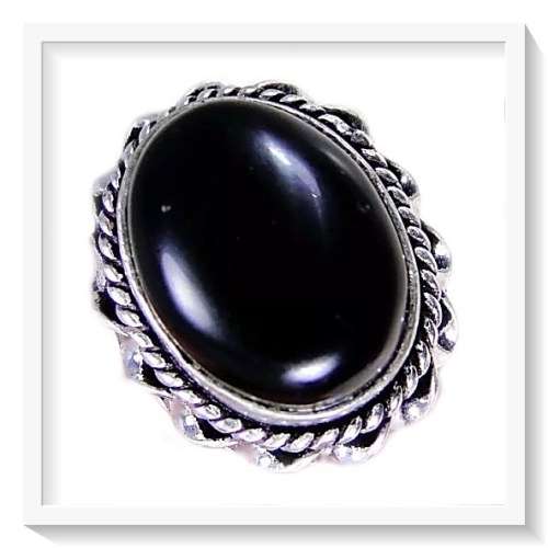 ***ALWAYS A GOOD CHOICE*** NATURAL BLACK ONYX  GEMSTONE .925  SILVER RING SIZE 7.5
