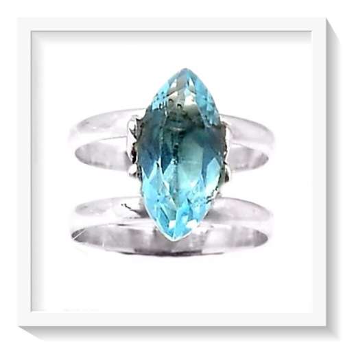 MARQUISE CUT BLUE TOPAZ  GEMSTONE  SOLID .925 SILVER SIZE 7