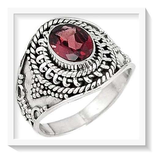 2.07 CTS NATURAL RED GARNET AND SOLID 925 STERLING SILVER RING SIZE 7