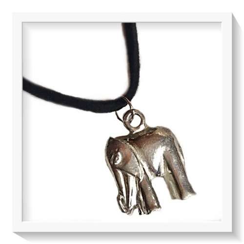 MENS SOLID PEWTER SILVER  ELEPHANT PENDANT ON A BLACK SUEDE LEATHER CORD