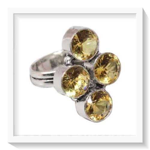 **NOVEMBER BIRTHSTONE *** BEAUTIFUL FACETED CITRINE GEMSTONE .925  SILVER RING SIZE 7.5