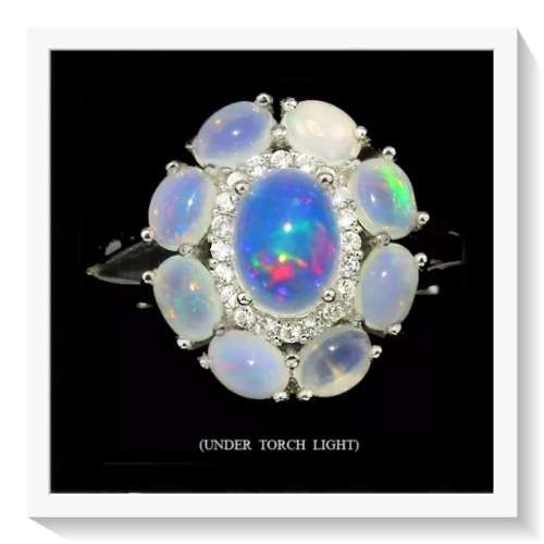 SPECTACULAR 15.22 CTS ETHIOPIAN FIRE OPAL CZ GEMSTONE SOLID .925 STERLING RING SIZE 9