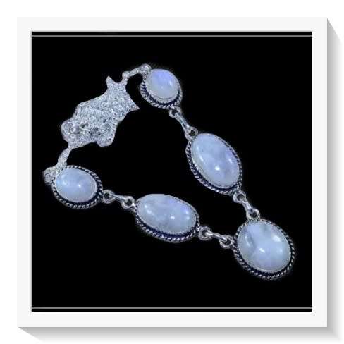 ***SIMPLY ELEGANT***NATURAL RAINBOW MOONSTONE.925 SILVER NECKLACE