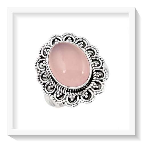 6.23 CTS ROSE QUARTZ GEMSTONE SOLID.925 STERLING SILVER RING SIZE 7.5