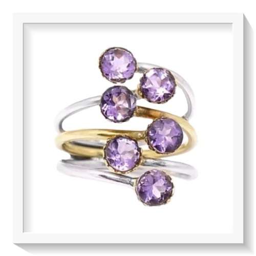 BEAUTIFUL NATURAL PURPLE AMETHYST  SOLID .925  SILVER RING SIZE 10