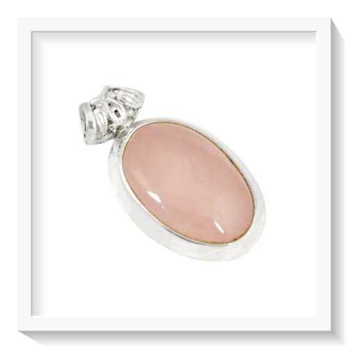 24.22 CTS NATURAL ROSE QUARTZ SOLID.925 STERLING SILVER PENDANT