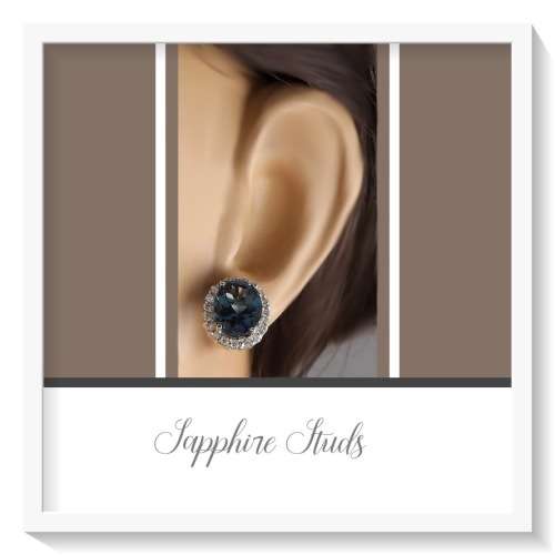 NEW ARRIVAL .925 SILVER SAPPHIRE EVERYDAY ENGAGEMENT WEDDING EARRINGS