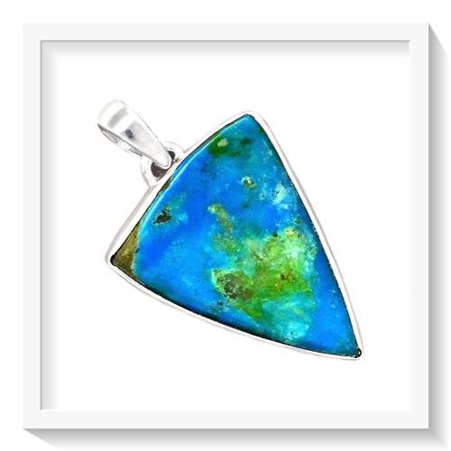 GENUINE EARTH MINED BLUE PERUVIAN OPAL SET SOLID .925 STERLING SILVER PENDANT