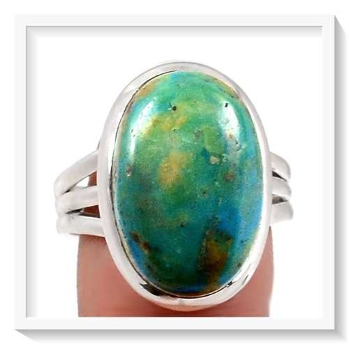 GENUINE EARTH MINED PERUVIAN BLUE OPAL  SET IN SOLID .925 STERLING SILVER RING SIZE 8.5