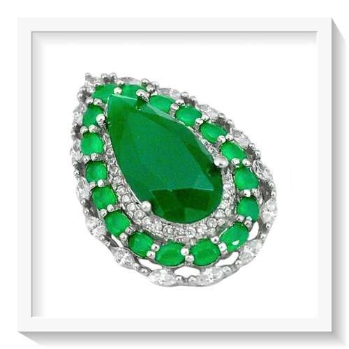 BREATHTAKING 9.16 CT NATURAL BRAZILIAN EMERALD, CR DIAMONDS SOLID .925 STERLING SILVER PENDANT