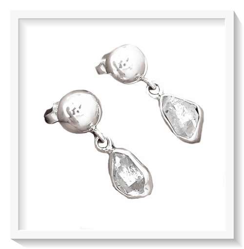 EXTREMELY BEAUTIFUL 17.56 CT NATURAL HERKIMER DIAMOND SOLID STERLING SILVER DANGLING EARRINGS