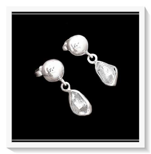 EXTREMELY BEAUTIFUL 17.56 CT NATURAL HERKIMER DIAMOND SOLID STERLING SILVER DANGLING EARRINGS