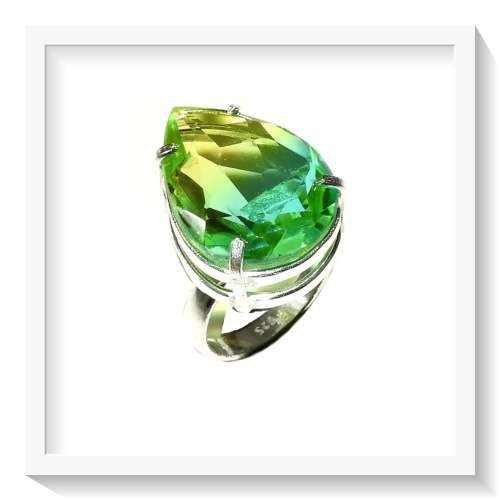 STUNNING COLOURS FIERY TOPAZ GEMSTONE  .925 SILVER RING SIZE 8.25