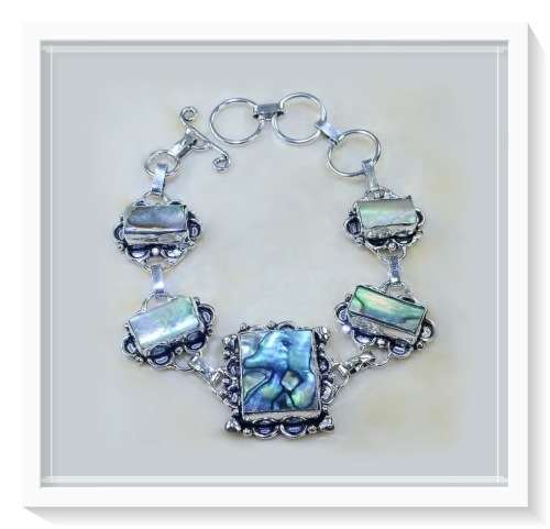 STUNNING  ABALONE SET IN .925 STERLING  BRACELET