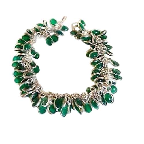 ABSOLUTELY STUNNING GREEN QUARTZ GEMSTONE .925 SILVER ,BRACELET
