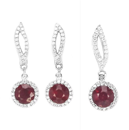 EXQUISITE EARTH MINED ROYAL RUBY SOLID .925 STERLING SILVER  PENDANT & EARRINGS SET