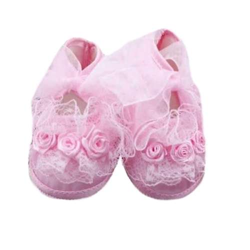 CUTE BABY/TODDLER NON-SLIP SHOES ROSE FLOWER LACE WALKING SHOES 6-9 months