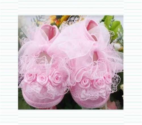 CUTE BABY/TODDLER NON-SLIP SHOES ROSE FLOWER LACE WALKING SHOES 6-9 months