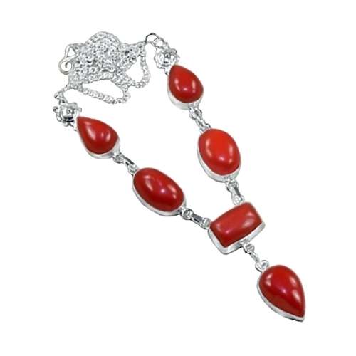 VIBRANT NATURAL RED CORAL GEMSTONE NECKLACE