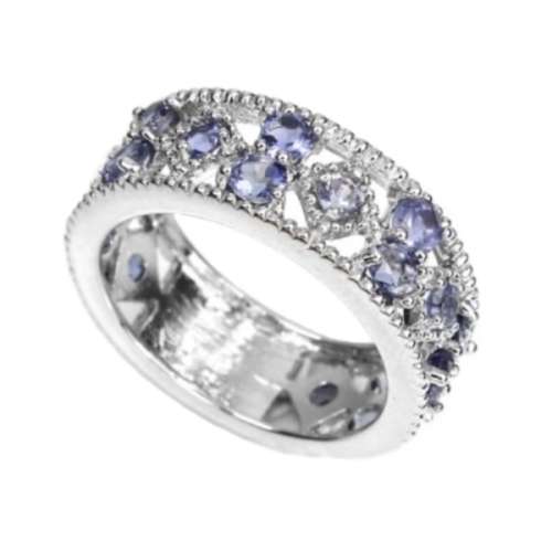Natural Violet Blue Iolite Gemstone set in Solid .925 Sterling Silver Ring Size US 8 or Q