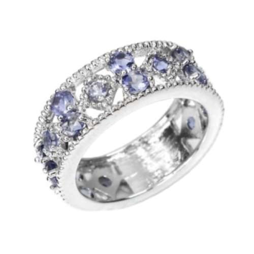 Natural Violet Blue Iolite Gemstone set in Solid .925 Sterling Silver Ring Size US 8 or Q