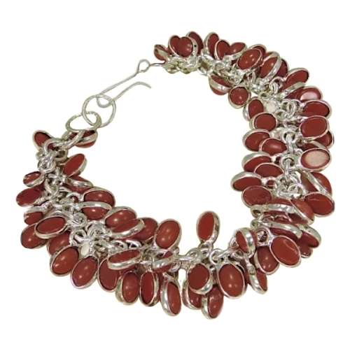 SPLENDID CARNELIAN CLUSTER GEMSTONE  925 S /SILVER BRACELET