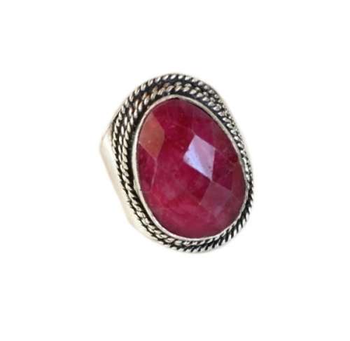 INDIAN RUBY RING SOLID .925 STERLING SILVER SIZE 7