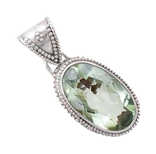 Fine Sparkle Natural Green Amethyst (prasiolite) Gemstone .925 Silver Pendant