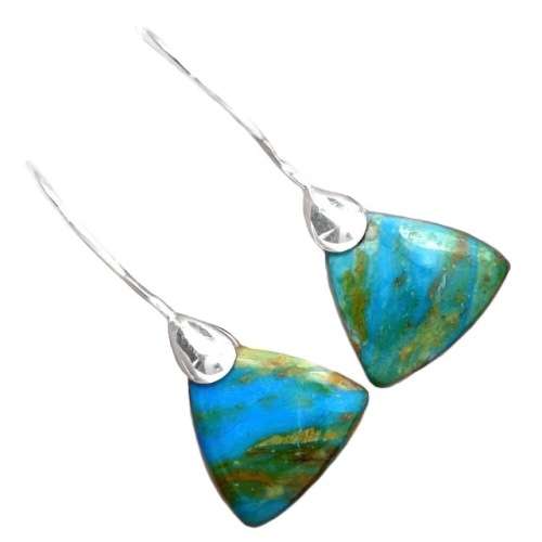 Extremely Rare- Genuine Natural Peruvian Blue Opal Set in Solid .925 Sterling Silver Earrings