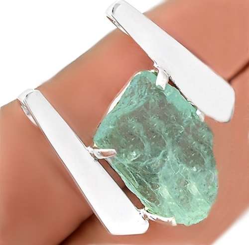 NATURAL AQUAMARINE ROUGH GEMSTONE SOLID .925 STERLING SILVER PENDANT