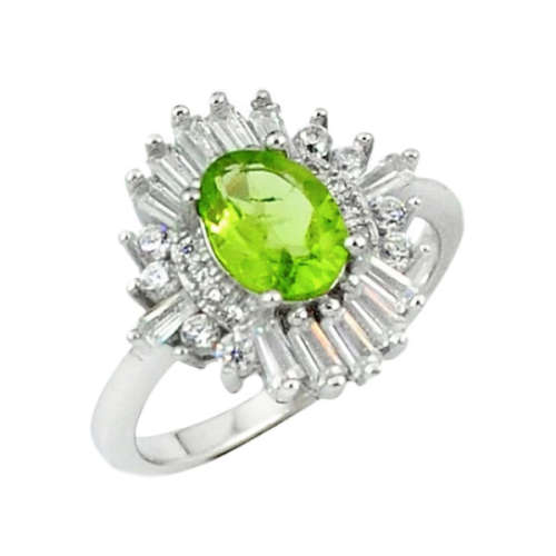 Save R800 Exquisite Natural Peridot, White Topaz Gemstone  Solid .925 Silver Set
