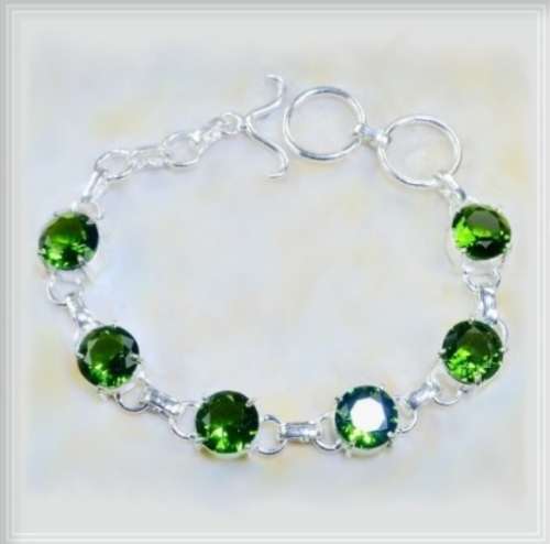 Dainty Peridot Gemstone .925 Silver Bracelet