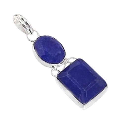 NATURAL INDIAN SAPPHIRE QUARTZ  .925 SILVER PENDANT