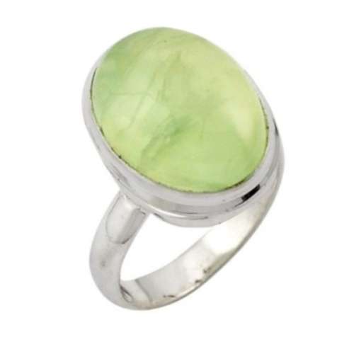 10.30 cts Natural Scottish Moss Prehnite Oval Gemstone set in Solid .925 S/ Silver Ring Size 7 or O