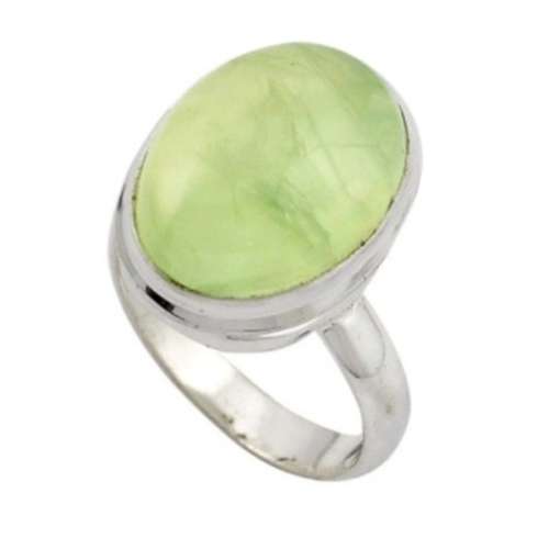 10.30 cts Natural Scottish Moss Prehnite Oval Gemstone set in Solid .925 S/ Silver Ring Size 7 or O