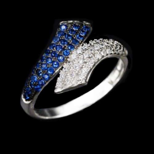 11,85 cts Top Grade Blue and White Cubic Zirconia set in Solid 925 Sterling Silver Ring SIze  6 / M