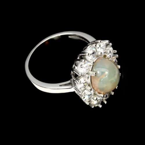 Regal 23.94 cts Ethiopian Fire Opal CZ Gemstone set in Solid .925 Sterling Ring Size 7 or O