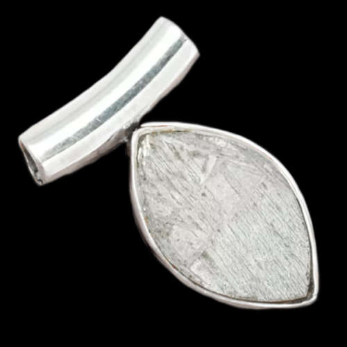 Gibeon Meteorite Marquise Shape set in Solid .925 Solid Sterling Silver Dainty Pendant