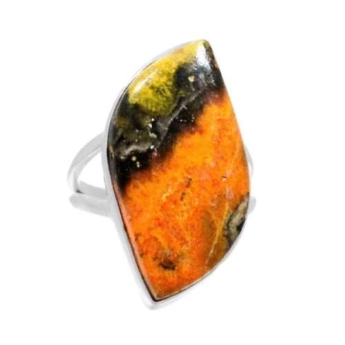 Natural Indonesian Bumble Bee Jasper  set in Solid .925 Sterling  Silver Ring Size US 8.5 OR Q1/2