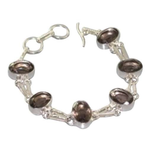 Gorgeous Smoky Quartz Gemstone .925 Sterling Silver Plated Handmade Bracelet