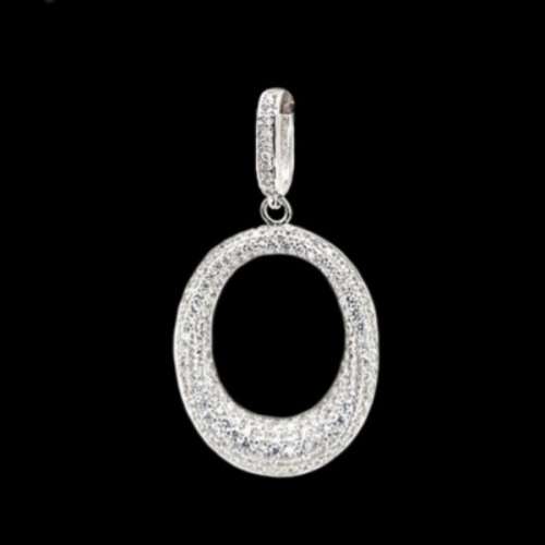 Elegant Italian Design AAA White Cubic Zirconia set in Solid .925 Sterling Silver White Gold Pendant