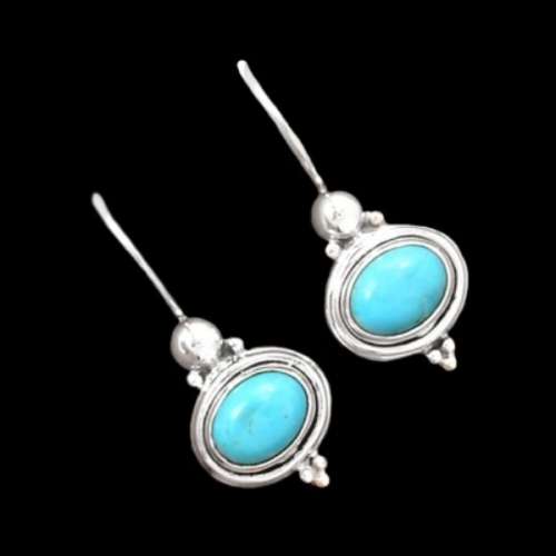 NATURAL SLEEPING BEAUTY TURQUOISE  GEMSTONE .925 STERLING SILVER STUD EARRINGS