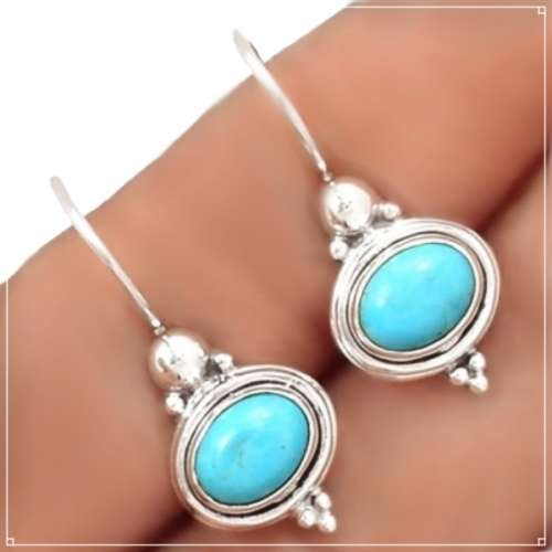 NATURAL SLEEPING BEAUTY TURQUOISE  GEMSTONE .925 STERLING SILVER STUD EARRINGS