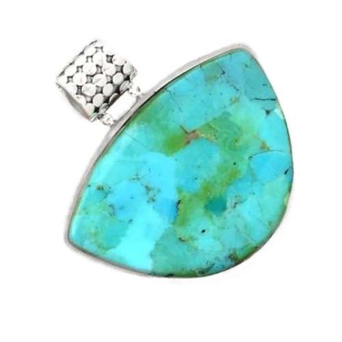 AAA NATURAL SLEEPING BEAUTY TURQUOISE SOLID .925 STERLING SILVER PENDANT