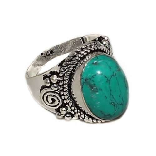 HANDMADE NATURAL SPIDERWEB TURQUOISE,  GEMSTONE 925 SILVER RING SIZE 7