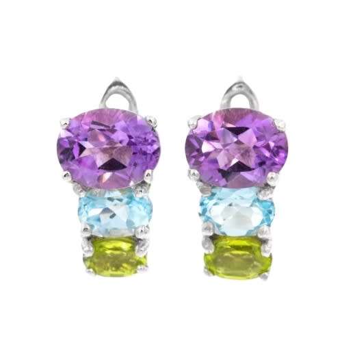 Authentic Earth Mined Purple Amethyst, Peridot, Topaz  .925 Sterling Silver