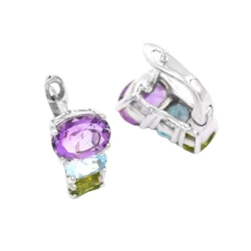 Authentic Earth Mined Purple Amethyst, Peridot, Topaz  .925 Sterling Silver