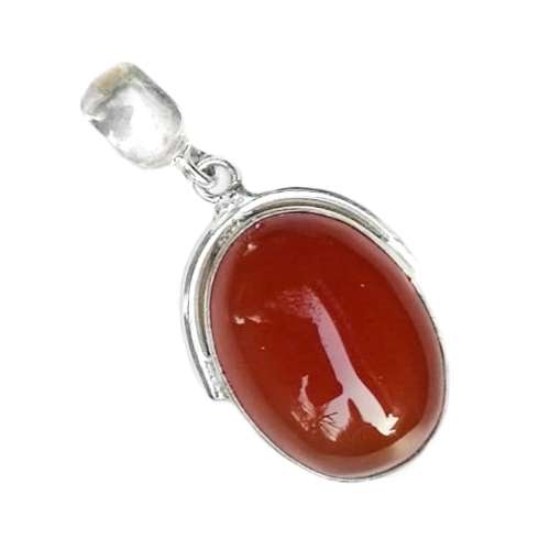 RED ONYX  OVAL GEMSTONE WITH ROUND BALE FOR THICKER CHAIN PENDANT