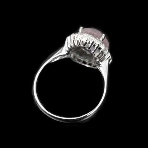 Brazilian 10X8 Mm Natural Rose Quartz, Cubic Zirconia Solid.925 Sterling Silver Ring Size 6.75 or N1